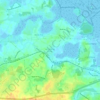 Carte topographique Les Landes de Cuneix, altitude, relief