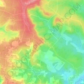 Carte topographique Gardegan, altitude, relief