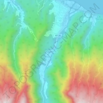 Carte topographique Papeno’o, altitude, relief