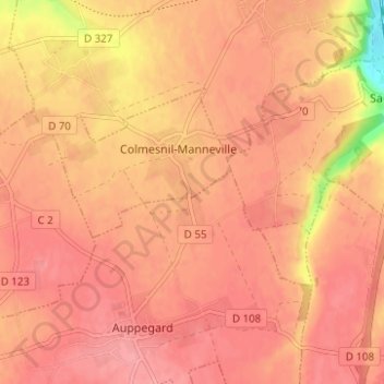 Carte topographique Colmesnil, altitude, relief