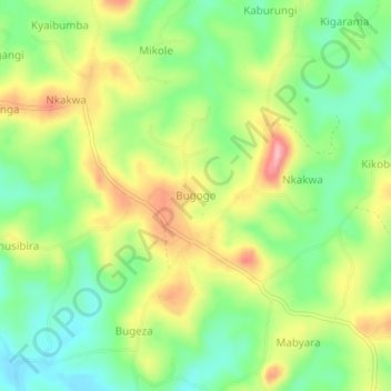 Carte topographique Bugogo, altitude, relief