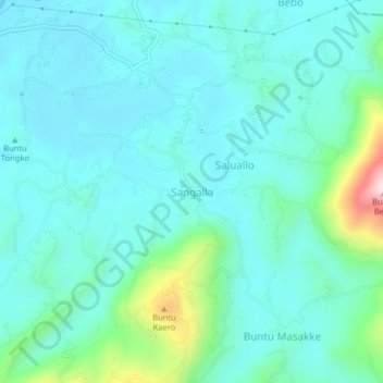 Carte topographique Sangalla, altitude, relief