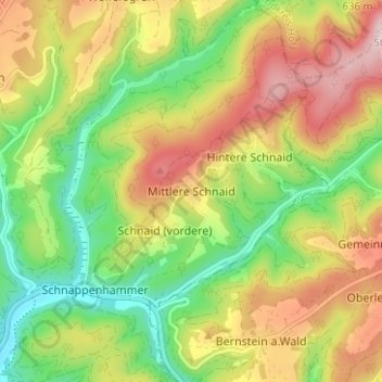 Carte topographique Mittlere Schnaid, altitude, relief