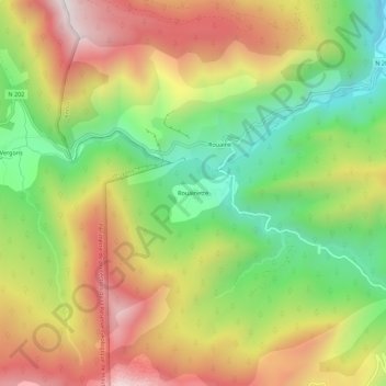 Carte topographique Rouainette, altitude, relief