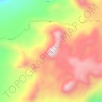 Carte topographique Ticlla, altitude, relief