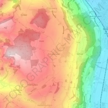 Carte topographique Zimmerwald, altitude, relief