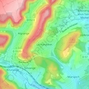 Carte topographique Le Konacker, altitude, relief