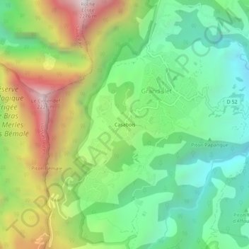 Carte topographique Casabois, altitude, relief