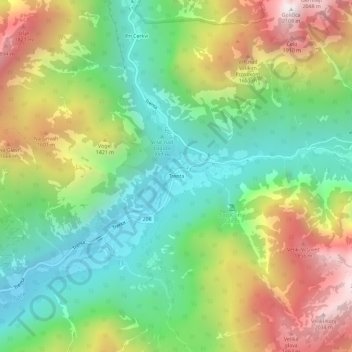 Carte topographique Trenta, altitude, relief