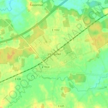 Carte topographique Vikingstad, altitude, relief
