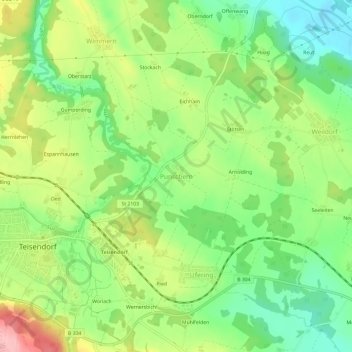 Carte topographique Punschern, altitude, relief