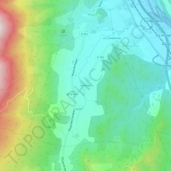 Carte topographique Le Forest, altitude, relief