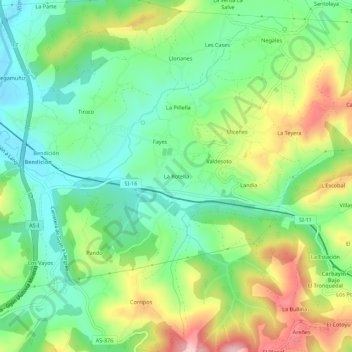 Carte topographique La Rotella, altitude, relief