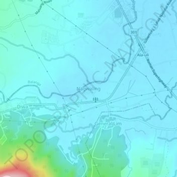 Carte topographique Nagwaling, altitude, relief