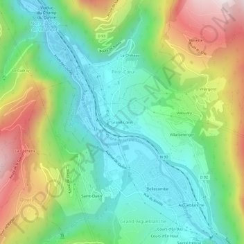 Carte topographique Grand-Cœur, altitude, relief