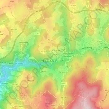 Carte topographique Lombard, altitude, relief