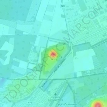 Carte topographique Terril Zwartberg, altitude, relief