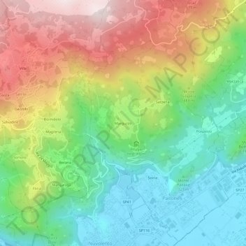 Carte topographique Marguzzo, altitude, relief