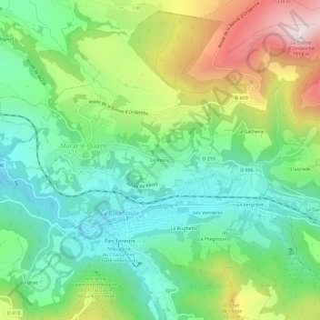 Carte topographique Le Pessy, altitude, relief