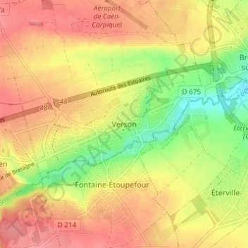Carte topographique Verson, altitude, relief