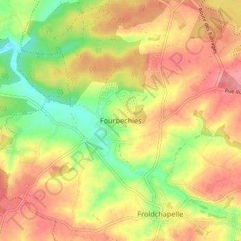 Carte topographique Fourbechies, altitude, relief