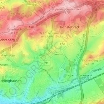 Carte topographique Silberkuhle, altitude, relief