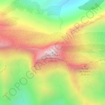 Carte topographique Otal - Peña Cebollar, altitude, relief