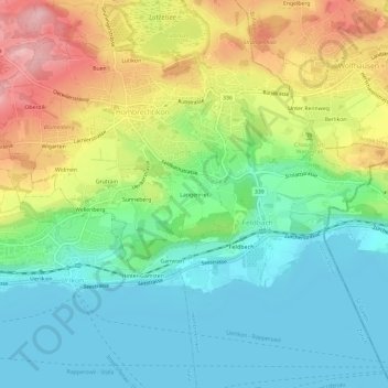 Carte topographique Langenriet, altitude, relief