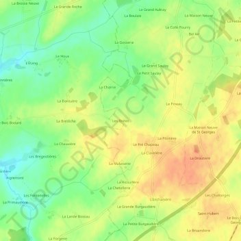 Carte topographique Les Boites, altitude, relief