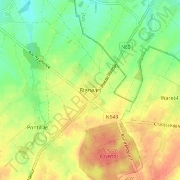 Carte topographique Bierwart, altitude, relief