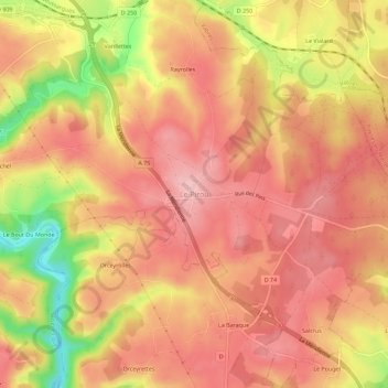 Carte topographique Le Pirou, altitude, relief