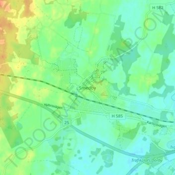Carte topographique Smedby, altitude, relief