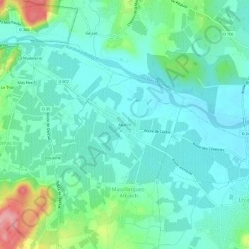 Carte topographique Atuech, altitude, relief
