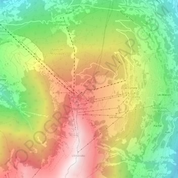 Carte topographique Thyon, altitude, relief