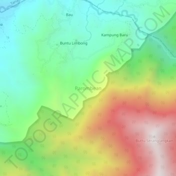 Carte topographique Parombean, altitude, relief