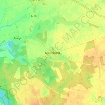 Carte topographique Mahnburg, altitude, relief