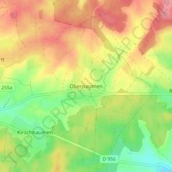 Carte topographique Obernaumen, altitude, relief