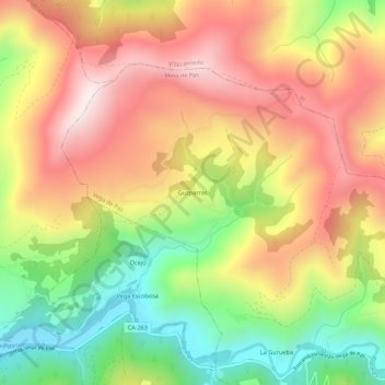 Carte topographique Guzparras, altitude, relief