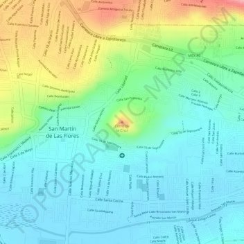 Carte topographique Cerro de la Cruz, altitude, relief