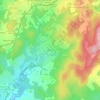 Carte topographique Viellecour, altitude, relief