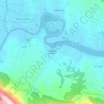 Carte topographique Santa María de Garoña, altitude, relief