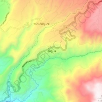 Carte topographique Tangua, altitude, relief