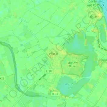 Carte topographique Wissel, altitude, relief