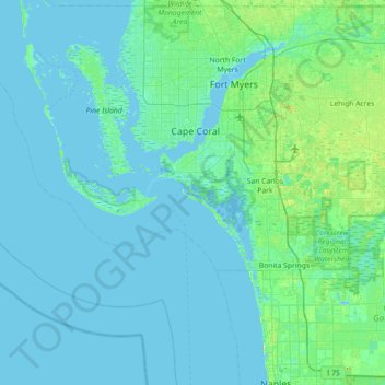 Carte topographique San Carlos Island, altitude, relief