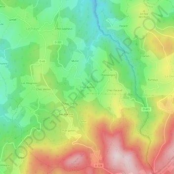Carte topographique Chez Ballais, altitude, relief