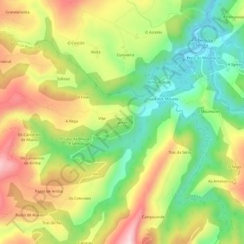 Carte topographique Serrón, altitude, relief