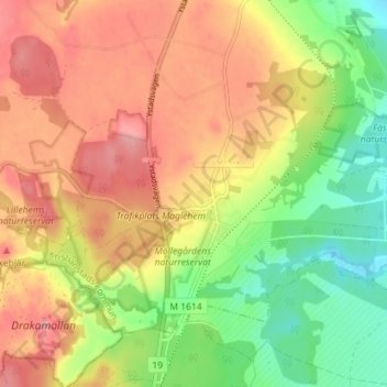 Carte topographique Maglehem, altitude, relief
