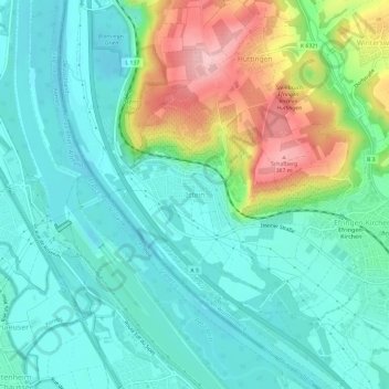 Carte topographique Istein, altitude, relief
