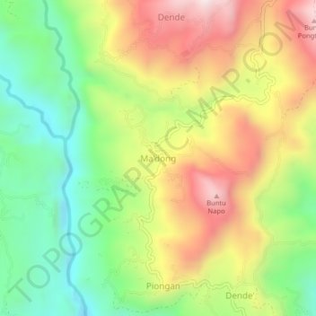 Carte topographique Ma'dong, altitude, relief