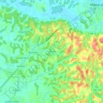 Carte topographique Gensolin, altitude, relief
